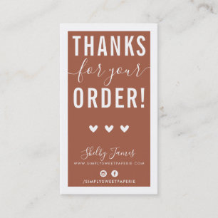DANK U VOOR UW BESTELLING moderne kleibruin Visitekaartje