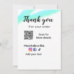 Dank u voor uw bestelling voeg een of contactgegev kaart