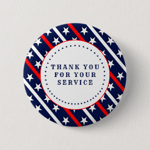 Dank U Voor Uw Dienst Stars and Stripes Ronde Button 5,7 Cm