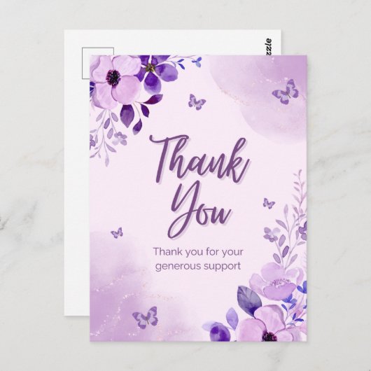 Dank u voor uw gulle steun briefkaart (Voorkant / Achterkant)