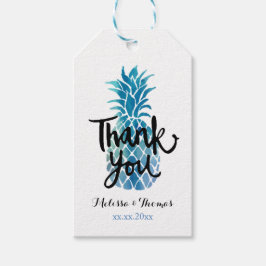 dank u voor uw kalligrafie over blauwe ananas cadeaulabel