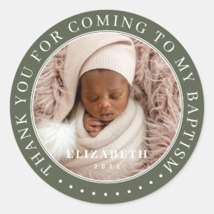 Dank u voor uw komst naar mijn Baptism moderne fot Ronde Sticker