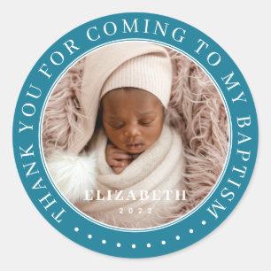Dank u voor uw komst naar mijn Baptism moderne fot Ronde Sticker