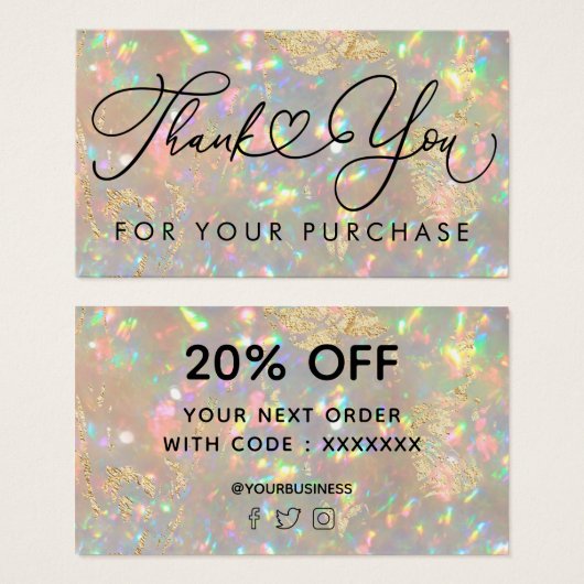 dank u voor uw koopoptie visitekaartje (Voorkant /achterkant)