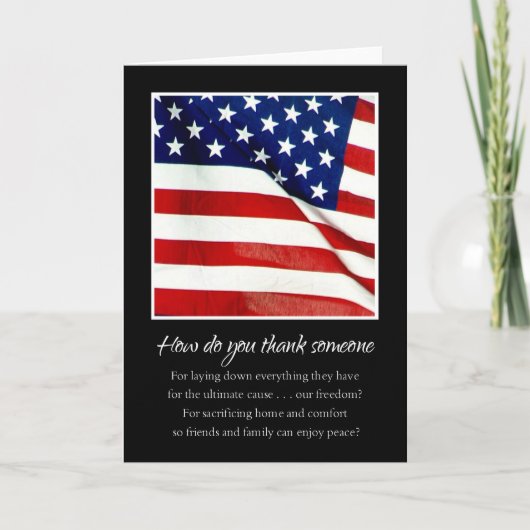 Dank u voor uw militaire dienst Dank u Bedankkaart (Voorkant)