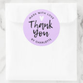 Dank u voor uw paarse liefdesronde ronde sticker (Tas)
