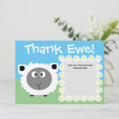Dank u voor uw persoonlijke taart Funny Sheep Dais Bedankkaart (Staand voorkant)