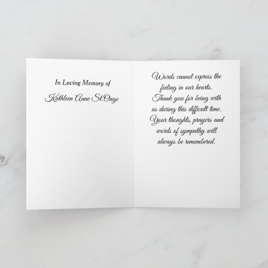 Dank u voor uw sympathie bedankkaart (Binnen)