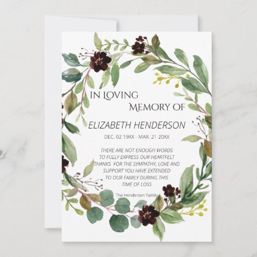 Dank u voor uw sympathie. bedankkaart (Voorkant)