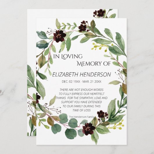 Dank u voor uw sympathie. bedankkaart (Voorkant / Achterkant)