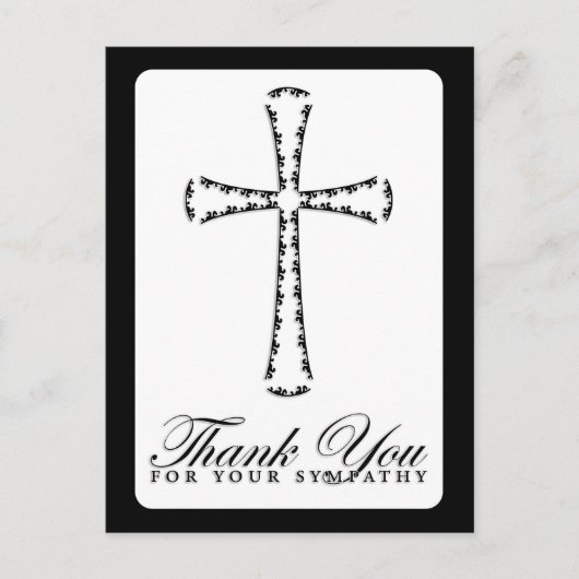 dank u voor uw sympathie ( elegant cross ) briefkaart (Voorkant)