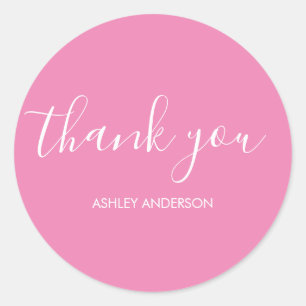 Dank u voor uw Typografie Plain Pink Ronde Sticker