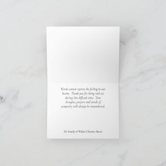 Dank u voor uw uiting van medeleven bedankkaart (Binnen)