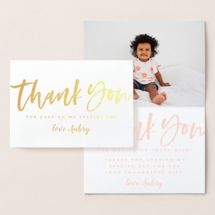 Dank u voor uw verjaardag, echte folie fotokaart folie kaarten