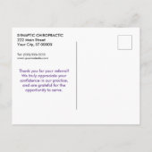 Dank u voor uw verwijzing 1 Chiropraktijk Briefkaart (Achterkant)