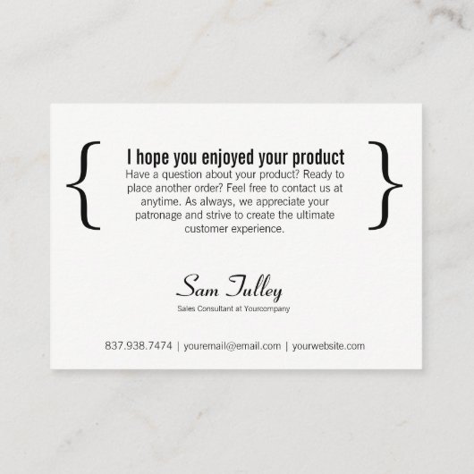 Dank u voor uw Visitekaartje (Achterkant)