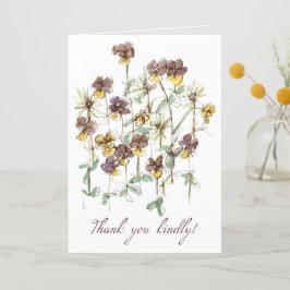 Dank u vriendelijk Paarse Pansy Flowers Waterverf Bedankkaart