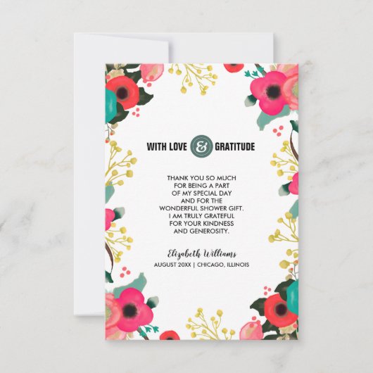 Dank u Vrijgezellenfeest Modern Floral Kaart (Voorkant)