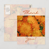 Dank u - Vuur Oranje chrysanten Briefkaart (Voorkant / Achterkant)