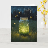 Dank u vuurvliegjes in glazen pot kaart (Gele Bloem)