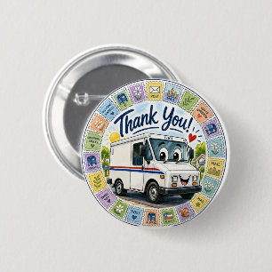 Dank u waardering postarbeiders ronde button 5,7 cm