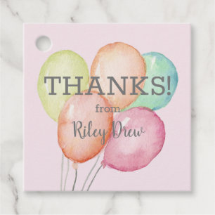 Dank u Waterverf Balloons Roze Bedankjes Labels