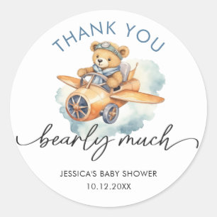Dank u Waterverf Beary Schattige Baby Ronde Sticker