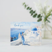 Dank u Waterverf, Blauwe kleur, Santorini, Briefkaart (Staand voorkant)