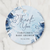 Dank u Waterverf Blue, een Baby shower Bedankjes Labels (Voorkant)