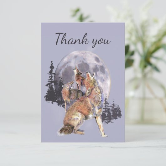 Dank u Waterverf Coyotes Natuur in het wild Bedankkaart (Staand voorkant)