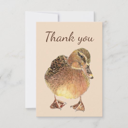 Dank u Waterverf Cursief Boerderij Duck Bird Bedankkaart (Voorkant)