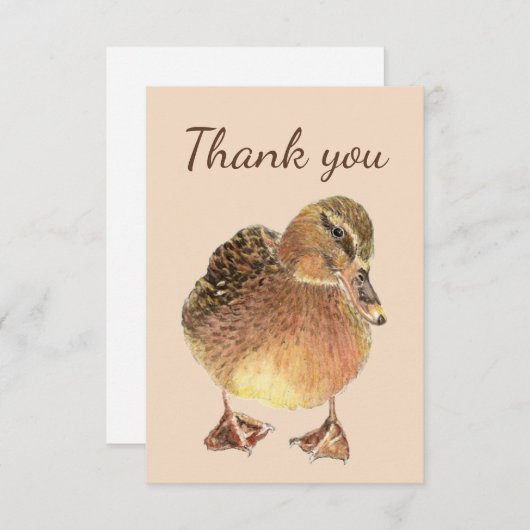 Dank u Waterverf Cursief Boerderij Duck Bird Bedankkaart (Voorkant / Achterkant)