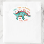 Dank u Waterverf Dinosaur Ovale Sticker (Tas)