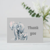 Dank u Waterverf Elephant Familie Bedankkaart (Staand voorkant)