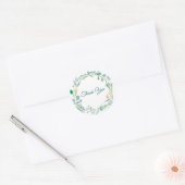 Dank u Waterverf Floral en Greenery Wreate Ronde Sticker (Envelop)
