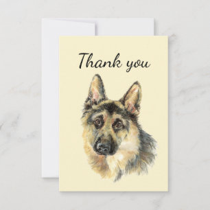 Dank u Waterverf German Shepherd Dog Pet Bedankkaart