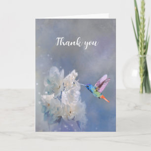Dank u Waterverf Hummingbird White Flower art Bedankkaart
