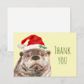 Dank u Waterverf Kerstmis Otter Fun Animal Bedankkaart (Voorkant / Achterkant)