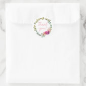 Dank u Waterverf Laurel en Flower Wreath Ronde Sticker (Tas)