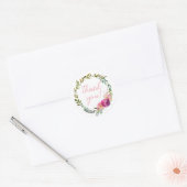 Dank u Waterverf Laurel en Flower Wreath Ronde Sticker (Envelop)