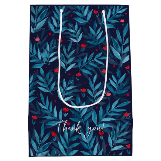 Dank u waterverf nachttuin - turquoise medium cadeauzakje (Achterkant)