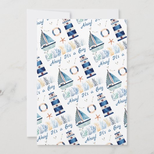 Dank u Waterverf Nautical Threaded Baby shower Bedankkaart (Achterkant)