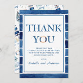 Dank u Waterverf Nautical Threaded Baby shower Bedankkaart (Voorkant / Achterkant)