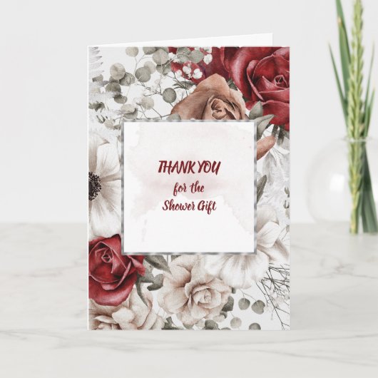 Dank u Waterverf Red en Tan Rozen Bedankkaart (Voorkant)
