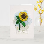 Dank u Waterverf SketchyDoodle Sunflower Kaart (Gele Bloem)