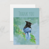 Dank u Waterverf Stellar Jay Bird Natuur Art Bedankkaart (Voorkant / Achterkant)