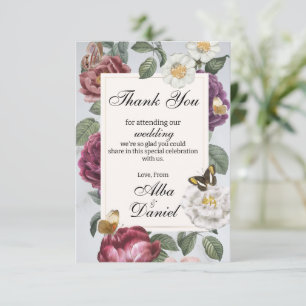 Dank u Wedding Bloom Bloem Vlinder Bloem Bedankkaart