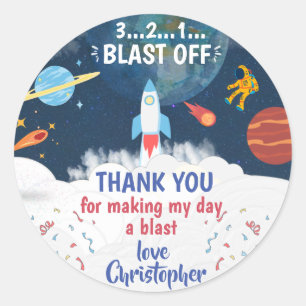 Dank u wel Astronaut Birthday party Ronde Sticker