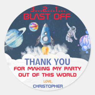 Dank u wel Astronaut Birthday party Ronde Sticker