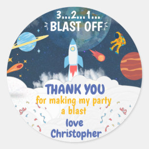 Dank u wel Astronaut Birthday party Ronde Sticker